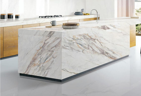 satın al Kullanım Dayanıklı Beyaz Altın Sintered Stone Slab 1600x3200x12mm çevrimiçi üretim