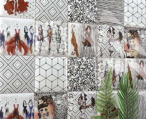 satın al 152x152mm Beyaz Kil İç Mekan Duvar Fayansları, Geometrik Desenli çevrimiçi üretim