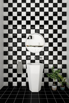 satın al Siyah Beyaz 152x152mm Banyo için Parlak Seramik Duvar Kelepçeleri çevrimiçi üretim