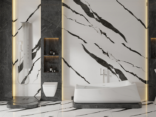 satın al Antibakteriyel Beyaz 1420x2700mm İç mekan zemini Mutfak ve Otel için cilalanmış sinterli taş levha çevrimiçi üretim