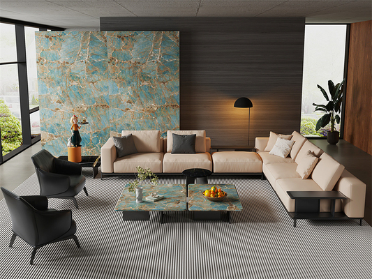 satın al Yeşil 160x320cm İç Duvar Dekorasyon için cilalı sinterli taş levhası çevrimiçi üretim