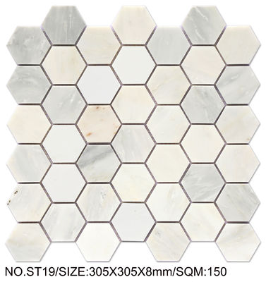 satın al lekeye dayanıklı Hexagon 300x300mm Doğal Taş Mozaik Proje ve Otel için çevrimiçi üretim
