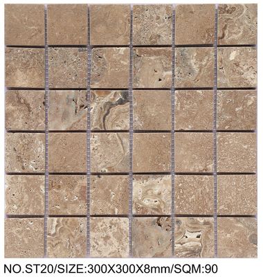 satın al Oturma Odası ve Yatak Odası için Kaydırmaz Kare Kahverengi 300x300mm Doğal Taş Mozaik çevrimiçi üretim