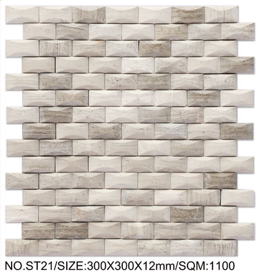 satın al Su geçirmez ve kayma karşıtı Beige 300x300mm Doğal Taş Mozaik Dekorasyon ve İnşaat için çevrimiçi üretim