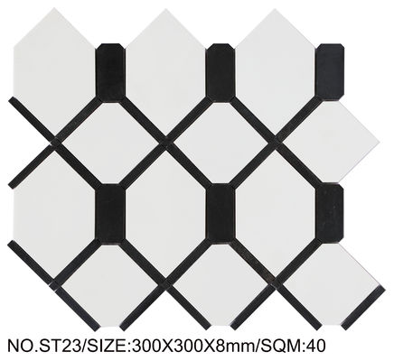 satın al Beyaz ve Siyah Kaydırmaz 300x300mm Doğal Taş Mozaik Yemek Odası ve Oturma Odası İçin çevrimiçi üretim