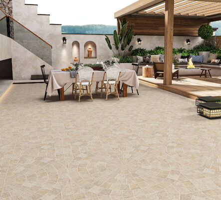 satın al Açık Sarı Kullanıma dayanıklı Retro Matt Taş döşeme keramik fayanslar 600x600mm Kapı fayansları Balkon için 12mm kalınlık çevrimiçi üretim