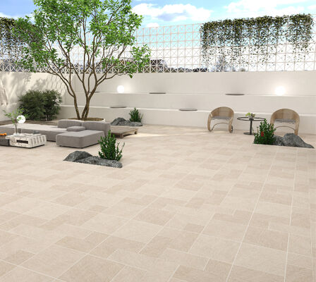 satın al Light Yellow Non-Slip 600x600mm Exterior Floor Ceramic Paving Tile Elegant Design For Garden çevrimiçi üretim