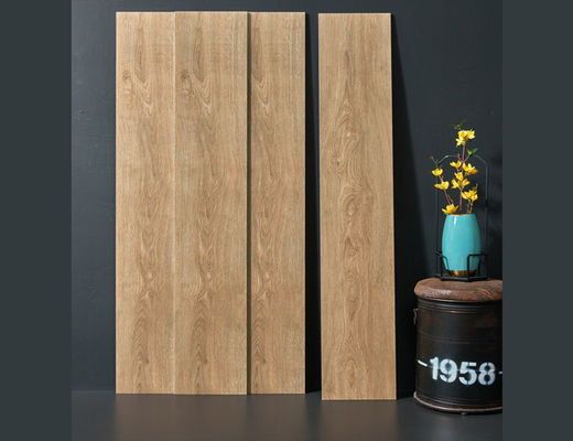 satın al 60 Kutu/Plt 9.5mm Kalınlık Ahşap Porselen Karo 250x1500mm Krem Renk çevrimiçi üretim