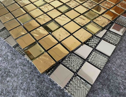 satın al ISO13006 Mildewproof Dekoratif Mozaik Fayans Altın Şerit Metal Sırlı Duvar 6mm çevrimiçi üretim