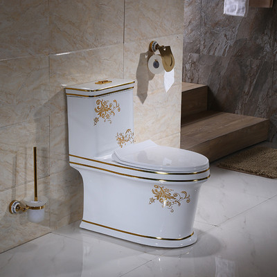 Tek Parça Gömme Ve Frenli Klozet Banyo Seramik Altın