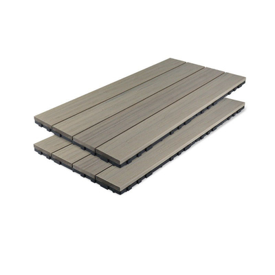 Bahçe Izgarası WPC Decking Panoları Kendinden Bölünmüş 71x11mm Zemin Gri WPC Toka Dikişli Zemin
