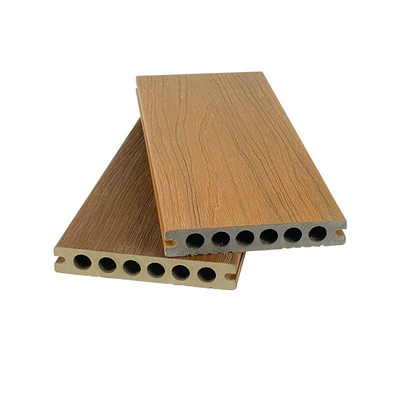 Co Ekstrüzyon Ahşap Plastik Kompozit Zemin Kaplaması Dış Döşeme 138x23mm Yuvarlak Delik HDPE