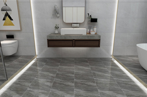 Ekoloji dostu 400x400mm Banyo ve Matt Camlı Gri Mermer Görünümlü Salon için Keramik Rustik Kelepçeler