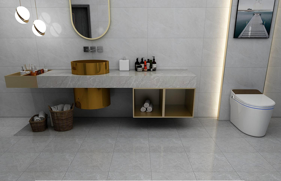 Kaymaz Mermer Görünüşü Banyo ve Gri 400x400mm Toprak Taşları için Mat Camlı Keramik Rustik Taşlar Oturma Odası