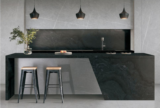 1600x3200x12mm Lüks Sinterli Taş Plaklar Oturma Odası Matt Zemin Kelepçeleri Galaksi Gri Arkaplan Duvar