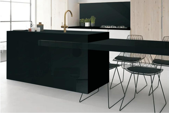 Saf Siyah Sintered Stone Slabs Tüm vücut kil Kaba Mat Asit Direnci