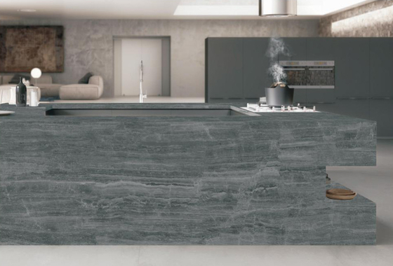 Bulut Gri Sintered Stone Slabs Mutfak Masa Üstü Tam Vücut Kil Isıtma
