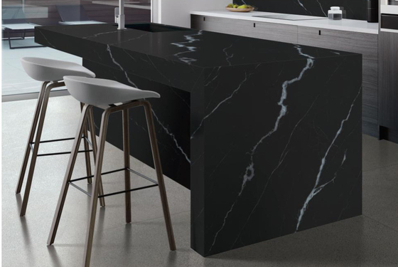 Çizik Direnci AAA Sintered Stone Slabs 800x2600x12mm Mat Phantom Siyah Büyük Masa Üstü