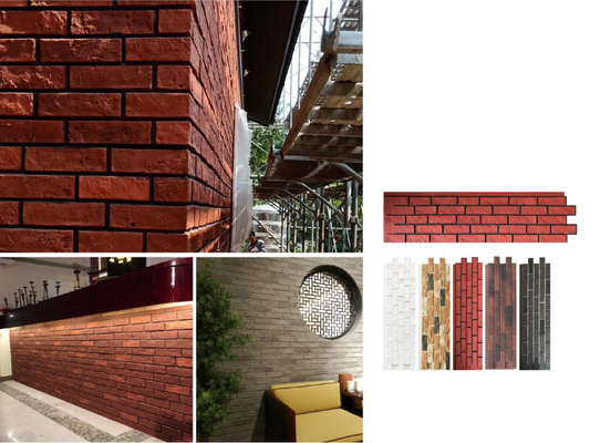 Kırmızı 1160x300x25mm Kültürlü Taş Tuğla Antik Plak Dekoratif PU Taş İç ve Dış