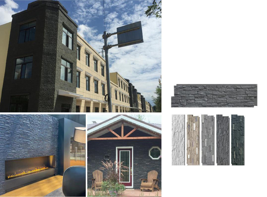 Slate Gri 1160x300x30mm Kültürlü Taş Tuğla Bahçe Dekorasyonu Asit Direnci