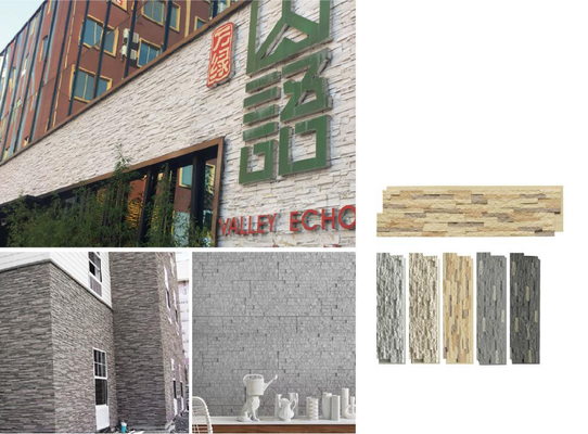 Granit Gri 1160x300x30mm Kültür Taşı Tuğla Polyurethane Dış Duvar Dekoratif Bina Paneli