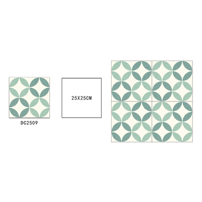 Açık Yeşil Seramik Rustik Karo 250x250mm İç Mekan Zemin için