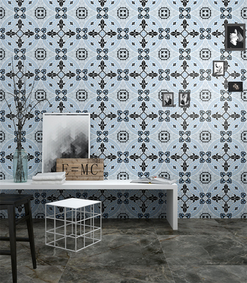 No Fade Blue 200x200mm Çiçek Keramik Rustik Taşlar Dekorasyon ve yıkanmaya dayanıklı Duvar Taşları Banyo