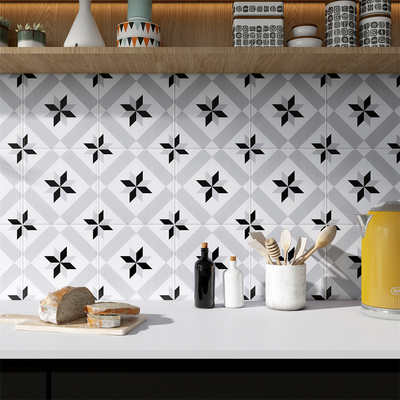 Gri Siyah 20x20cm Seramik Rustik Karo İç Duvarlar İçin