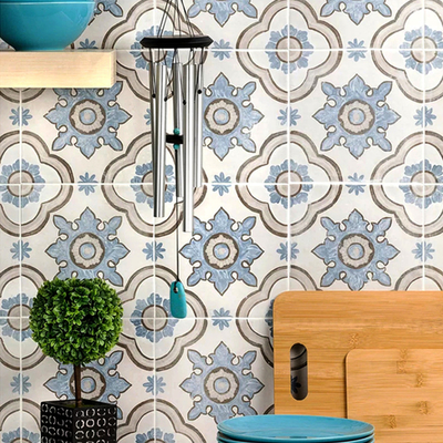 Su geçirmez mavi 200x200mm Duvar Keramik Rustik Taşlar Mutfak Ve Banyo Dekoratif Zemin Taşları