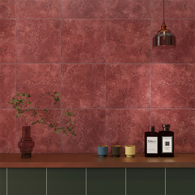 Kırmızı Asit Direnci 200x200mm İç Zemin Yatak Odası ve Banyo için Keramik Rustik Kelepçeler
