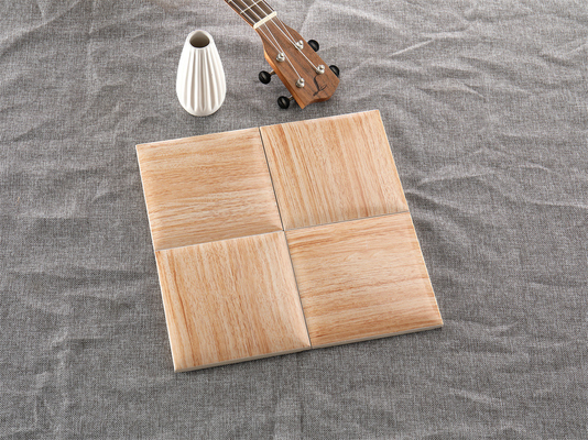 Açık Sarı Ahşap Damarlı Duvar Karosu 152x152mm Beyaz Gövdeli Kil