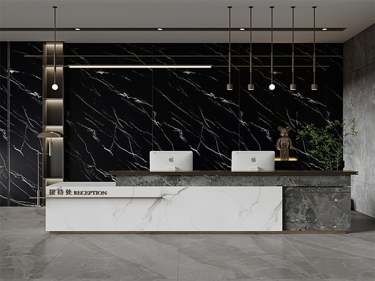 Siyah 1600x3200mm İç duvar ve zemin Ev dekorasyonu için Mat Sintered Stone Slab
