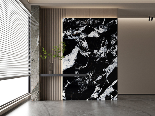 160x320cm Siyah Matt Camlı Porselen Sintered Stone Slab ve İç Duvar Porselen Kaya Slabs Ofis için