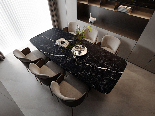 Siyah Mat Sinterlenmiş Taş Plaka 1600x3200mm Yemek Odası İçin