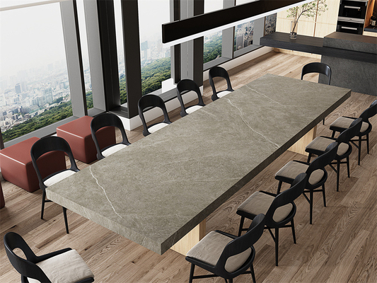 Gri Matt 1600x3200mm Camlı Porselen Sintered Stone Slab ve Antibakteriel Ofis Tasarımı İçerisi Plakeleri