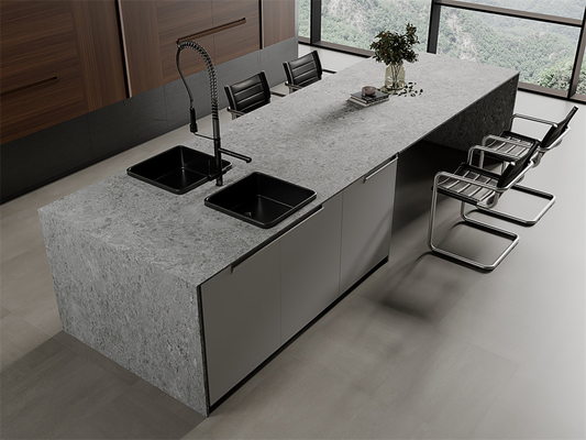Dekorasyon İçin Açık Gri 1600x3200mm İç Mekan Zemin Sinterlenmiş Taş Döşeme