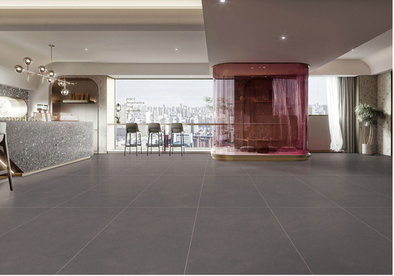 Koyu gri ofis fayansları ve mat 120x60cm kapalı duvar ISO9001 Yumuşak camlı porselen fayansları
