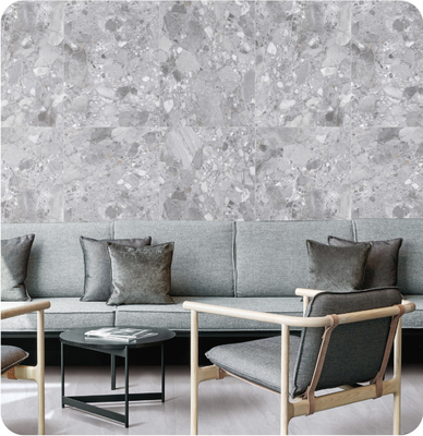 Gri 750x1500mm Dış Duvar Taşları ve İç Zemin Muhteşem Terrazzo Bebek Yüzü Yapı ve Restoran İçin Camlı Porselen Taş