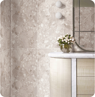 Su geçirmez 1200x600mm İç kat terrazzo lehim ve bej SGS Yumuşak camlı porselen lehim duş ve banyo için