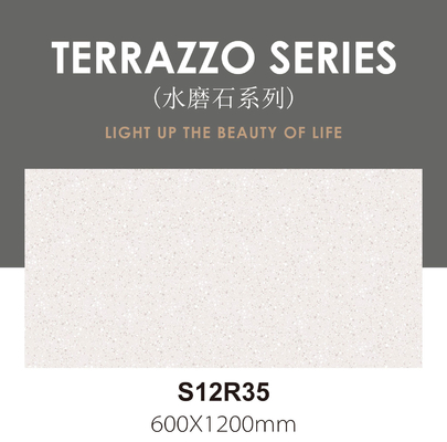 Teksturlu 60x120cm Beyaz Terrazzo İç mekan zemini Banyo için yumuşak camlı porselen dekorasyon kiremitleri
