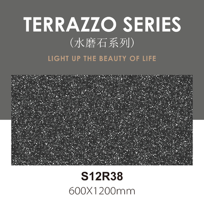 Antibakteriyel 600x1200mm Koyu Gri Terrazzo İç Ev Zemini Bebek Yüzü Yemek odası için Vintage Porselen Plakalar