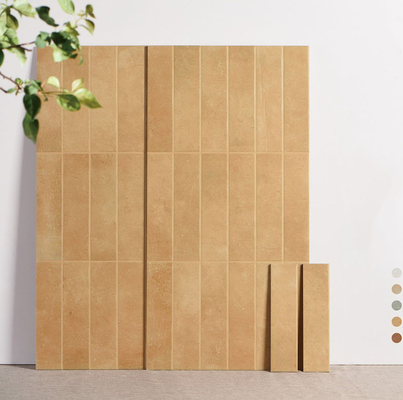 Çizilmez İç Kapalı Kelepçeler ve Salon için Teksturlu Keramik Duvar Kelepçeleri 400x800mm Açık Kahverengi