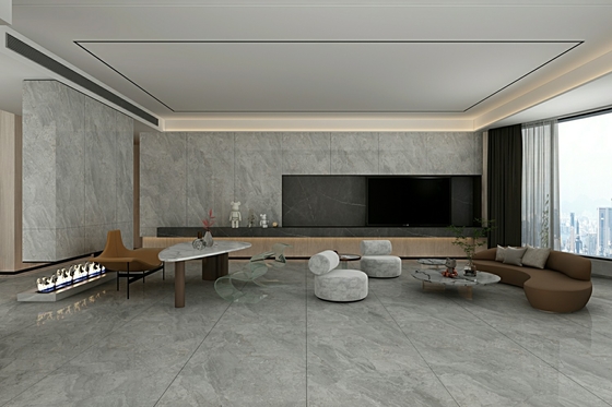 Gri zarif dış duvar ve iç zemin 900x1800x9mm Renovasyon ve proje için camlanmış cilalı porselen kiremit