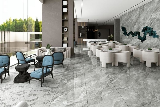 Gri mermer görünümlü cilalı camlı porselen leğen ve 900x1800x9mm iç zemin leğeni mutfak ve oturma odası için