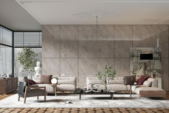 Açık Sarı 900x1800x9mm Mermer Görünümlü cilalı camlı porselen kiremitler ve bina ve oturma odası için iç duvar ve zemin kiremitleri