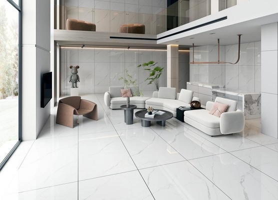 900x1800x9mm Carrara Beyaz İç Ev Zemini ve Duvarı Salon ve Mutfak için cilalanmış camlı porselen kiremitleri