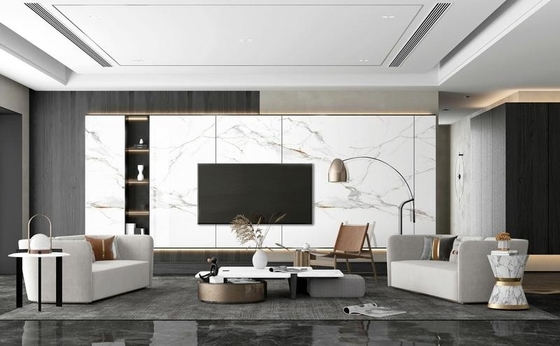 Carrara Kapalı Yer ve Duvar Plakası 900x1800x9mm Dekorasyon ve Bina için cilalı camlı porselen plakası