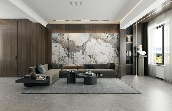 Mermer Görünümlü Zemin ve Duvar Plakası 900x1800x9mm Soğuklanmaz Salon için cilalı camlı porselen pliteler