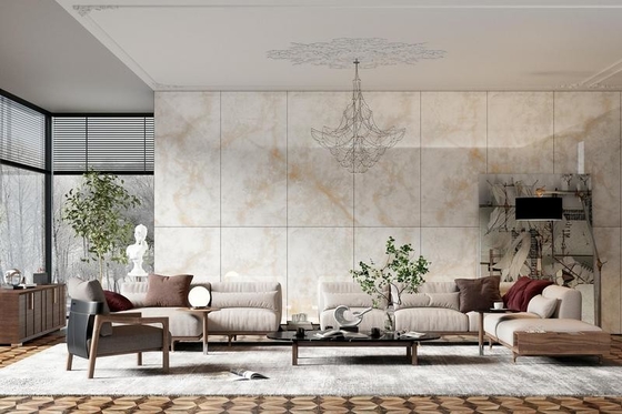 Dekoratif dış duvar camlı cilalı porselen lehim 900x1800x9mm Yemek odası için Açık Sarı Kapalı Zemin Lehim