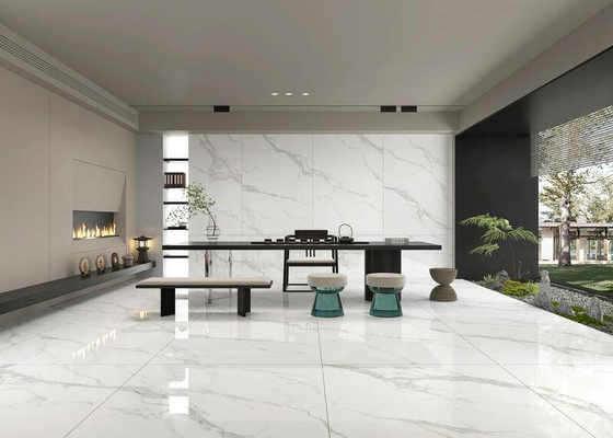 Harika iç duvar camlı cilalı porselen tuğlalar oturma odası ve Carrara için 1200x1800x9mm hiç solmayacak iç katı tuğla dekorasyonu